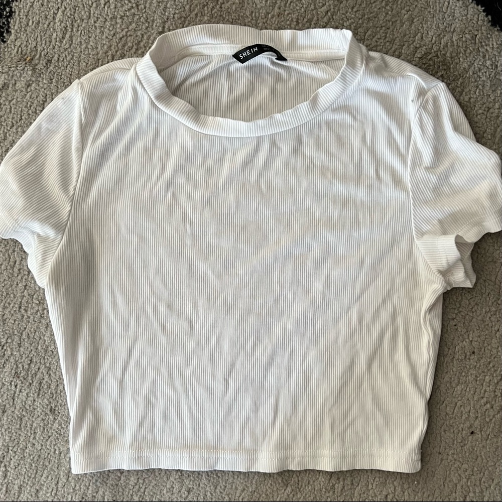 Shein Plain White Crop Top